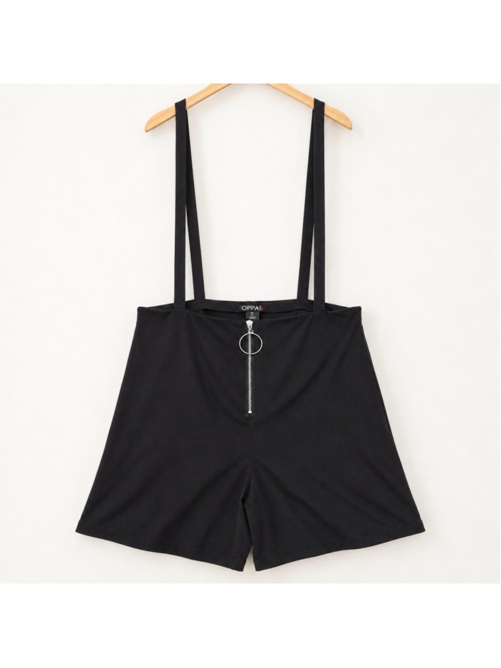 OPPA! Black Suspender Shorts 3X Plus Size O-Ring Zip Goth Grunge